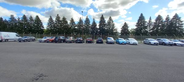 Saturday: a parking lot full