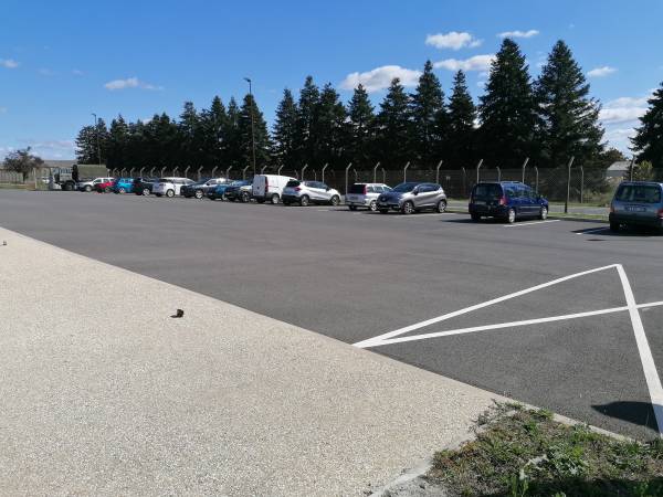 The parking lot on Saturday afternoon