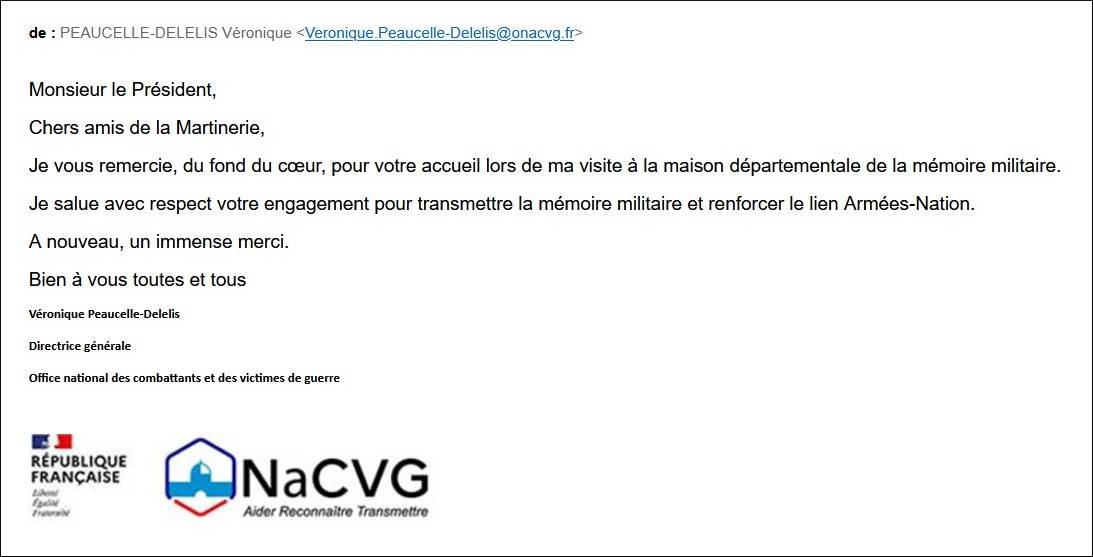 E mail from Ms. Véronique Peaucelle-Delelis