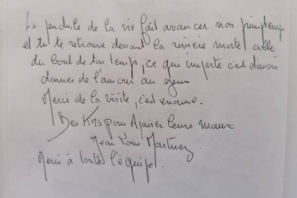 Souvenir du passage de Jean-Louis Martinez sur le livre d’or de l’association